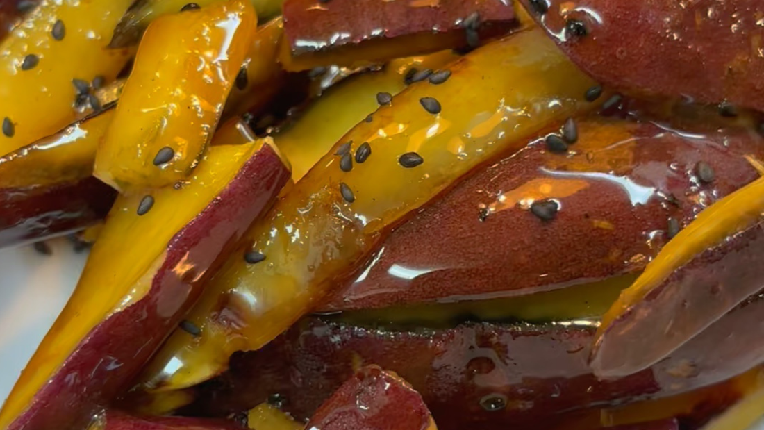 愛犬のご褒美おやつを同時に作るスティック大学芋